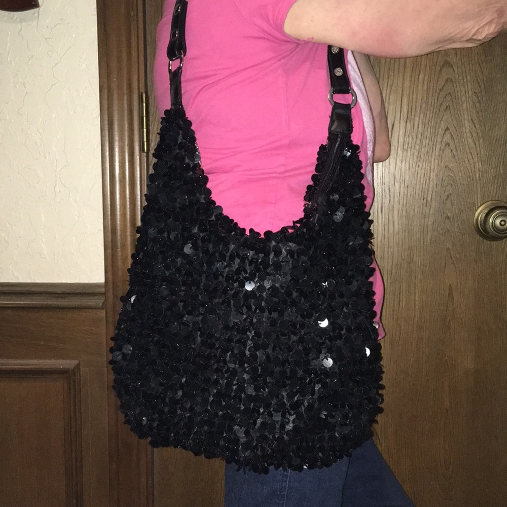 Bonita Black Sequin beaded NEW purse